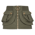 Balmain Short Low-Rise Denim Skirt With Pockets "Khaki"