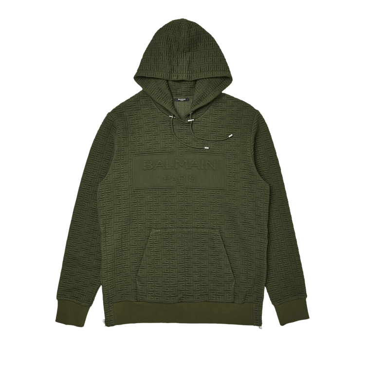 Balmain Monogram Textured Hoodie "Khaki"