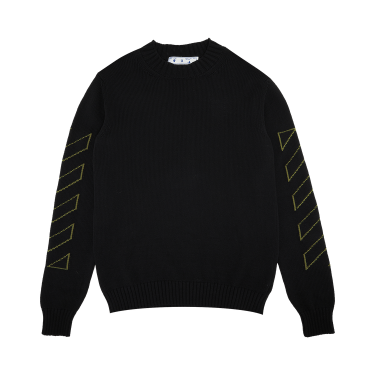 Off-White Arrow Diag Outline Knit Crewneck "Black/Green"