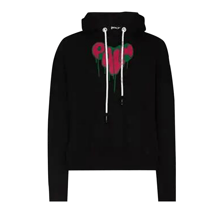 Palm Angels Spray Heart Hoodie "Black/Fuchsia"