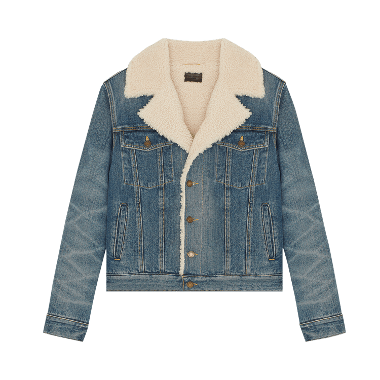 Saint Laurent Classic Denim Shearling Jacket "Dark Blue"