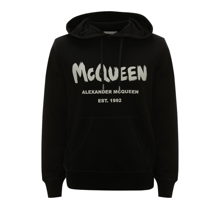 Alexander McQueen Graffiti Hooded Sweatshirt "Black/Ivory"