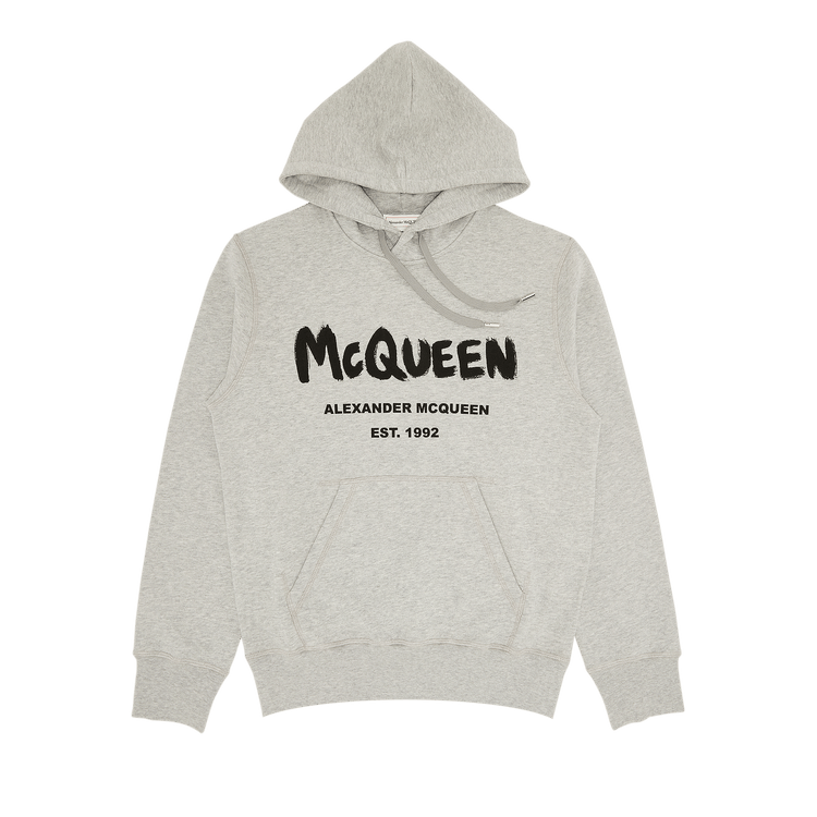 Alexander McQueen Graffiti Hooded Sweatshirt "Pale Grey/Black"