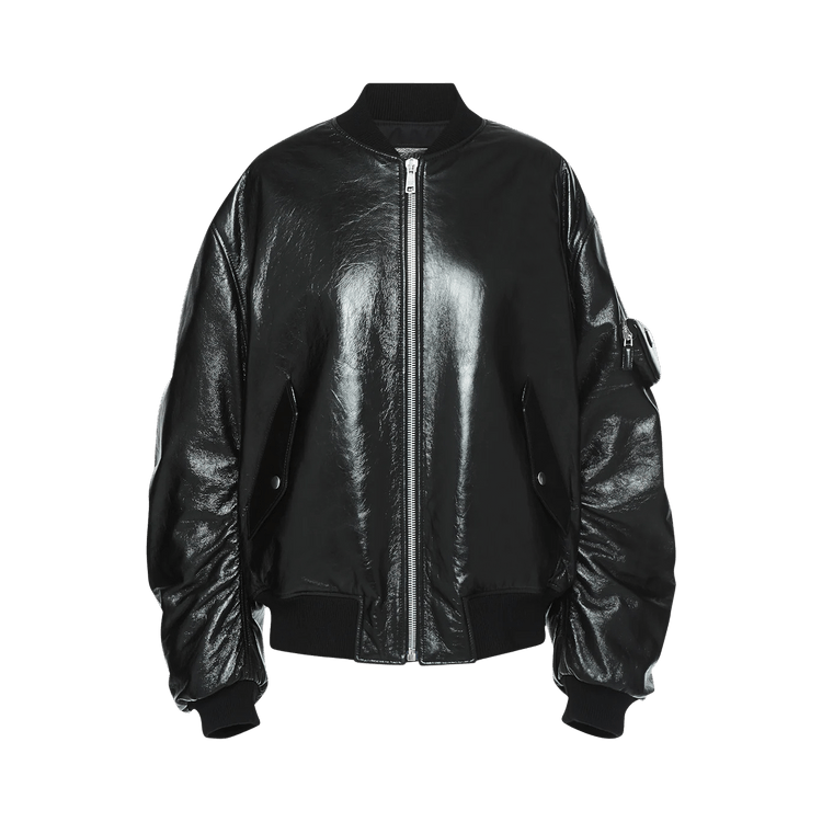 Prada Oversized Nappa Leather Bomber Jacket "Black"