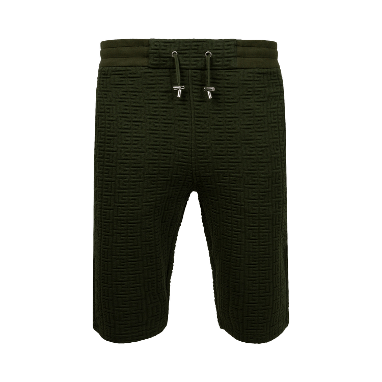 Balmain Monogram Textured Bermuda Short "Kaki Foncé"