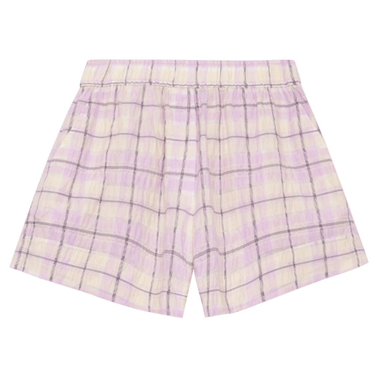 GANNI Seersucker Check Shorts "Orchid Blossom"
