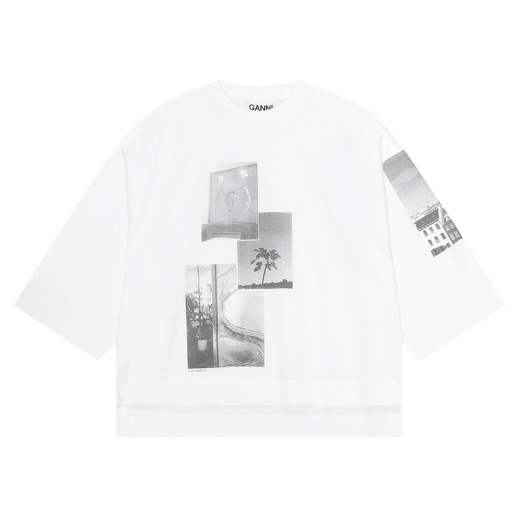 GANNI Basic Cotton Jersey Oversized T-Shirt "Bright White"