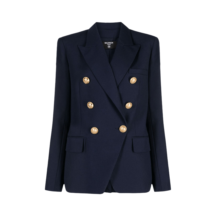 Balmain 6 Lion Button Wool Jacket "Navy"
