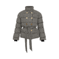 Balmain High-Neck Belted Monogram Down Jacket "Black"
