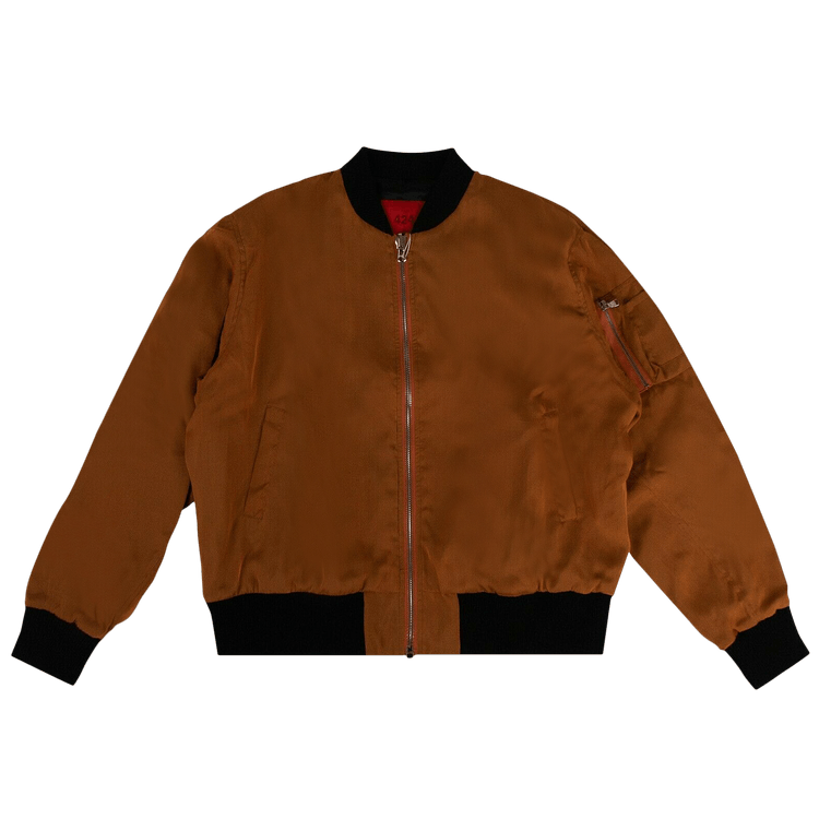 424 Slouchy Silk Bomber Jacket "Orange/Black"