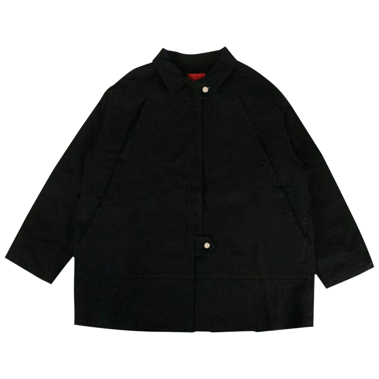 424 Collared Oversized Teared Canvas Jacket "Black"