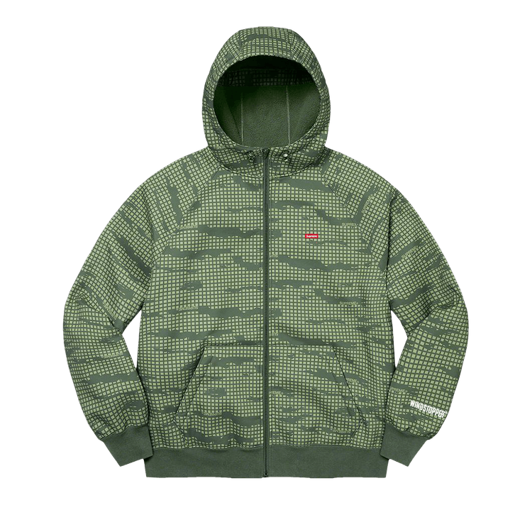 Supreme WINDSTOPPER Zip Up Hooded Sweatshirt "Olive Grid Camo"