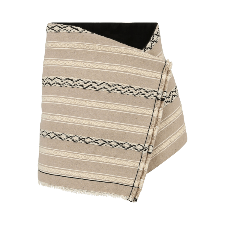 Saint Laurent Striped Wrap Wool Skirt "Beige"