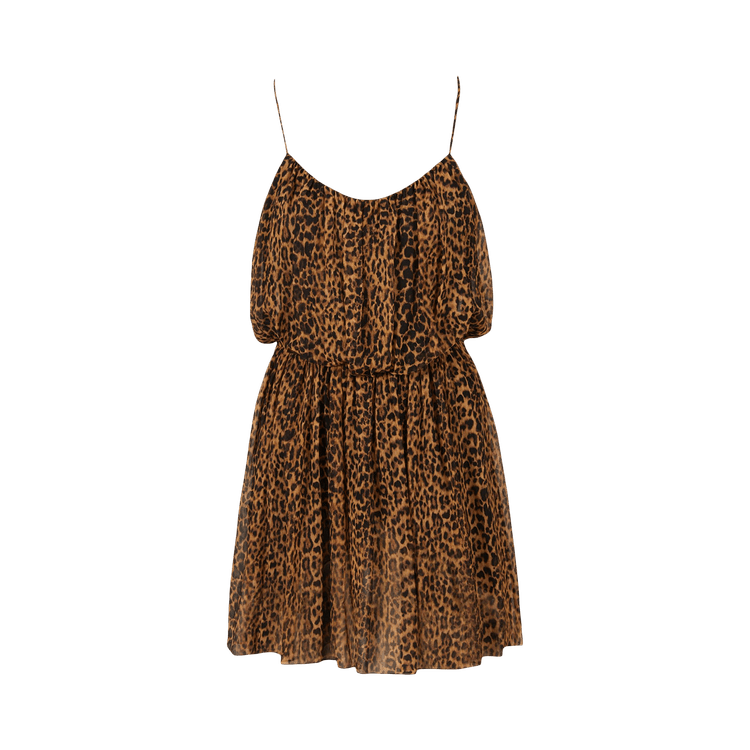 Saint Laurent Leopard Silk Cami Mini Dress "Multicolor"