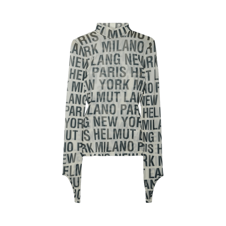 Helmut Lang Jersey Print Mockneck "Winter White"