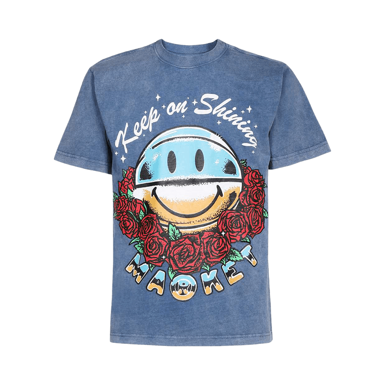 Market Smiley Keep On Shining Washed T-Shirt "Washed Blue"