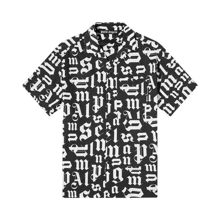 Palm Angels Broken Monogram Bowling Shirt "Black/White"