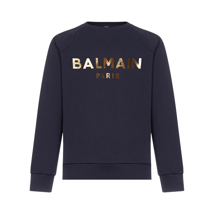 Balmain Logo Print Crewneck "Navy"