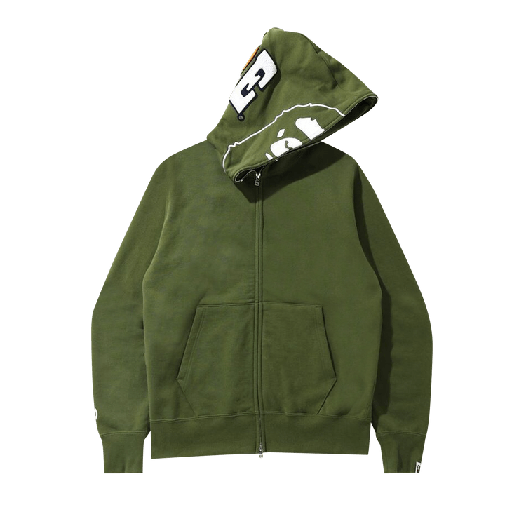 BAPE 2nd Ape Full Zip Hoodie "Olive"