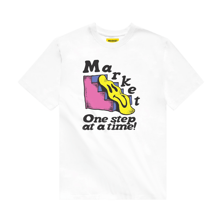 Chinatown Market Smiley One Step At A Time T-Shirt "White"