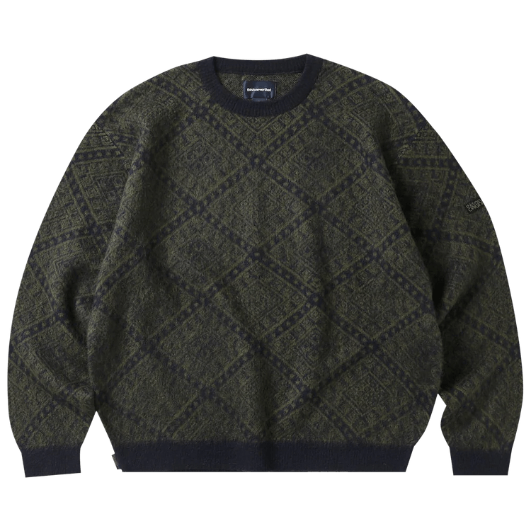 thisisneverthat Moroccan Jacquard Sweater "Navy/Dark Olive"
