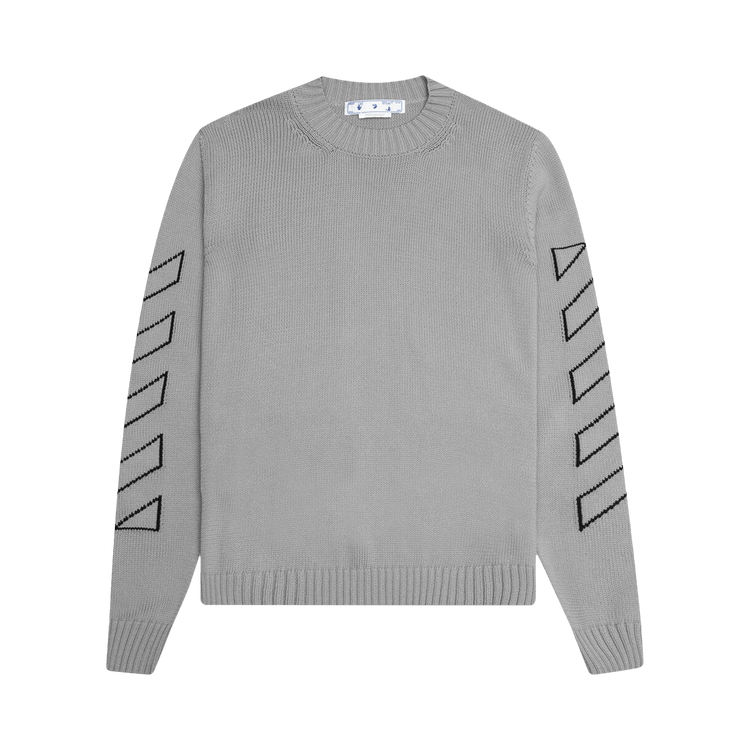 Off-White Diag Outline Knit Crewneck "Medium Grey/Black"