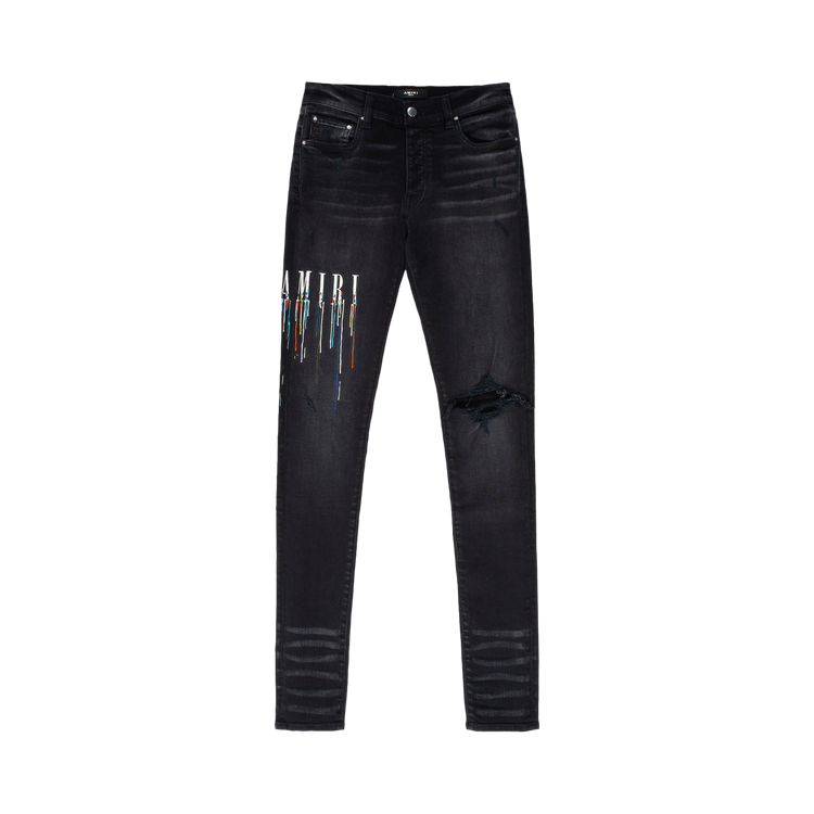 Amiri Paint Drip Logo Jean "Aged Black"