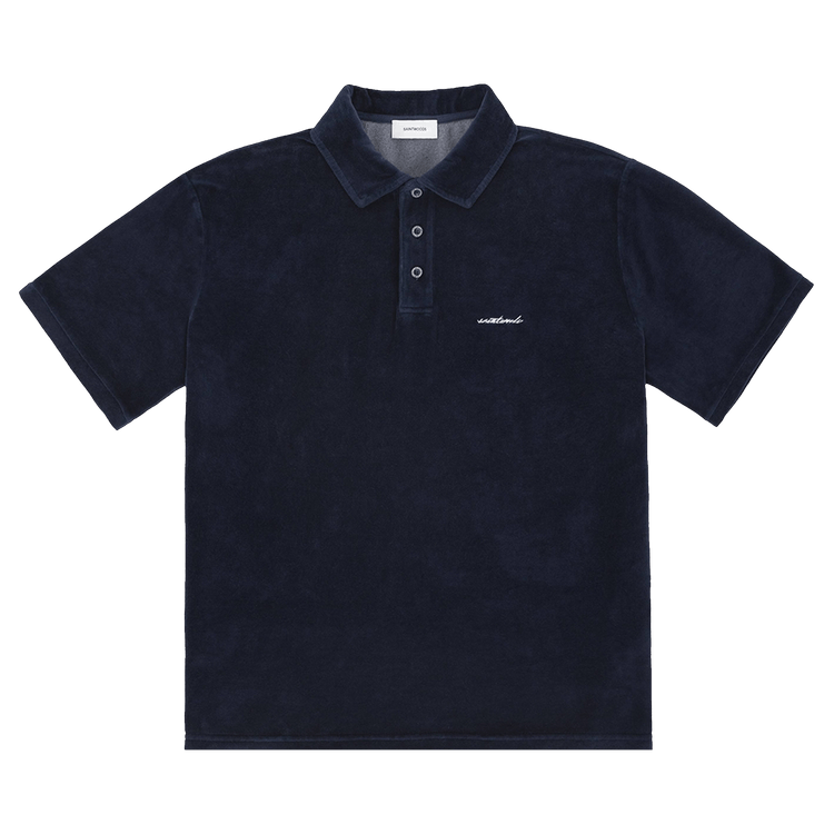 Saintwoods Velour Polo "Navy"