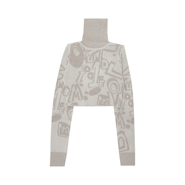 We11done Logo Graffiti Turtle Neck Crop Top "Grey"