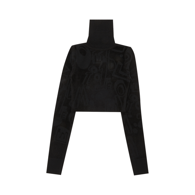 We11done Logo Graffiti Turtle Neck Crop Top "Black"