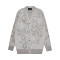 We11done Logo Graffiti All Over Cardigan "Grey"