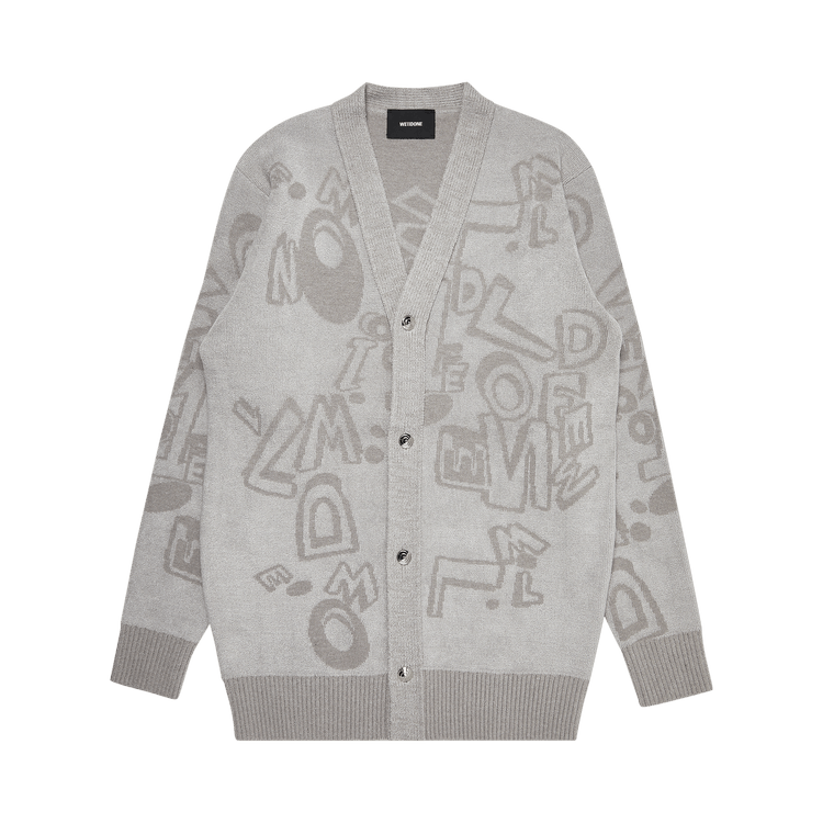 We11done Logo Graffiti All Over Cardigan "Grey"