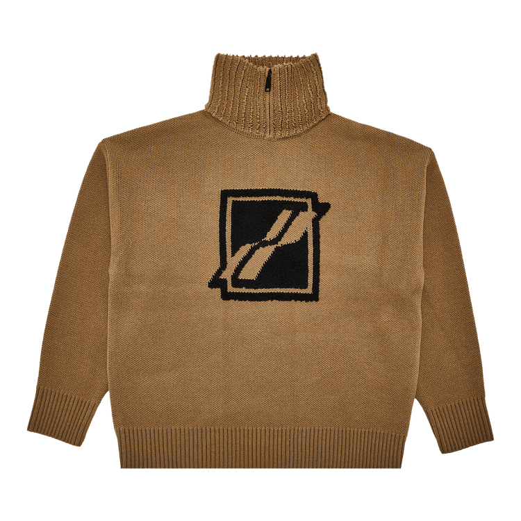 We11done Square Logo Pile Knit Jumper "Brown"