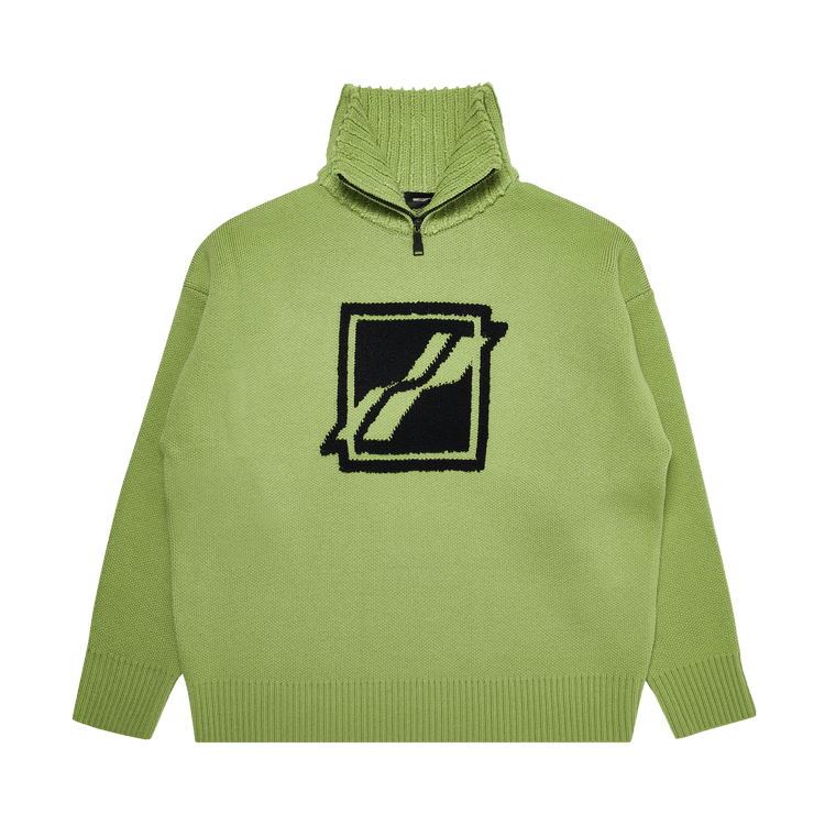 We11done Square Logo Pile Knit Jumper "Green"