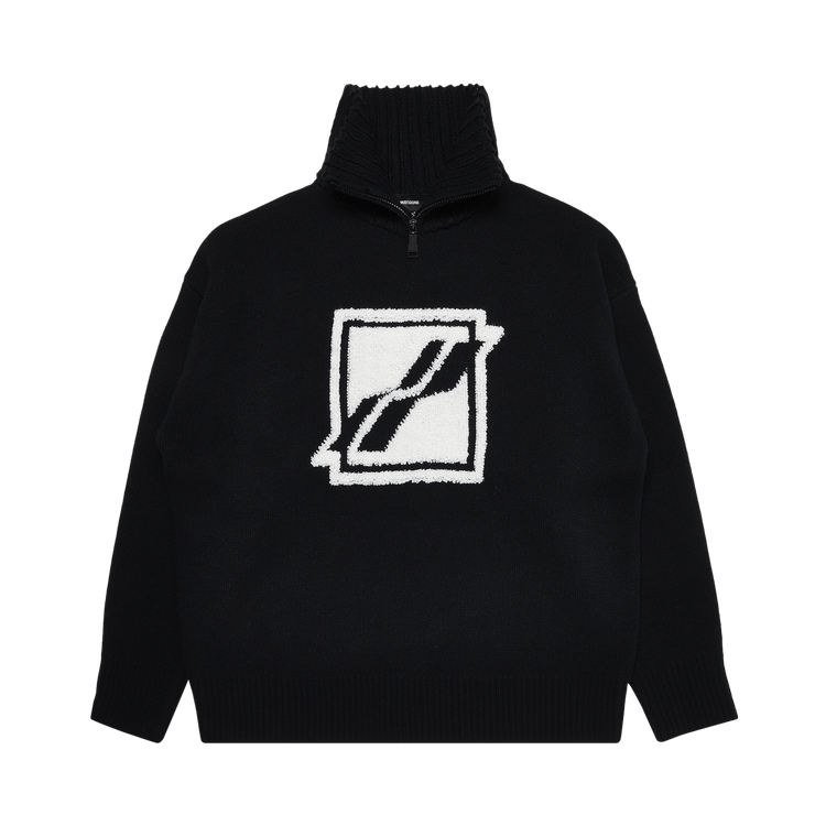 We11done Square Logo Pile Knit Jumper "Black"