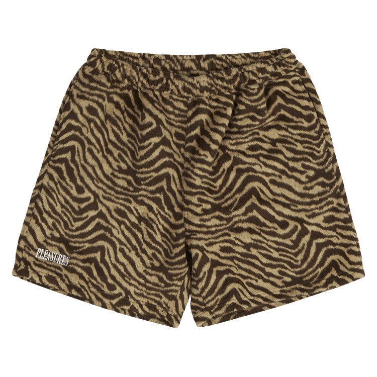 Pleasures Breaker Fuzzy Stripe Shorts "Tan"