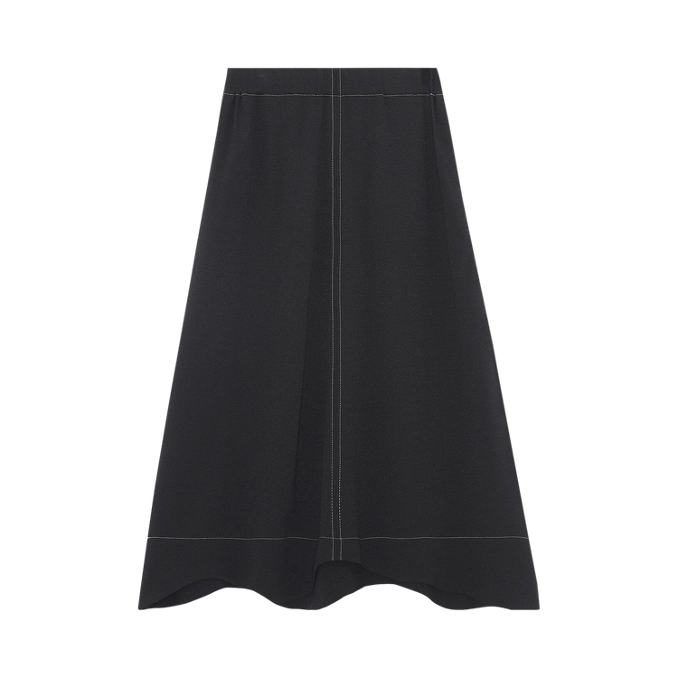 GANNI Heavy Crepe Wavy Hem Maxi Skirt "Black"