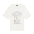 GANNI Light Cotton Jersey Smiley O-neck Mid-Sleeve T-shirt "Egret"