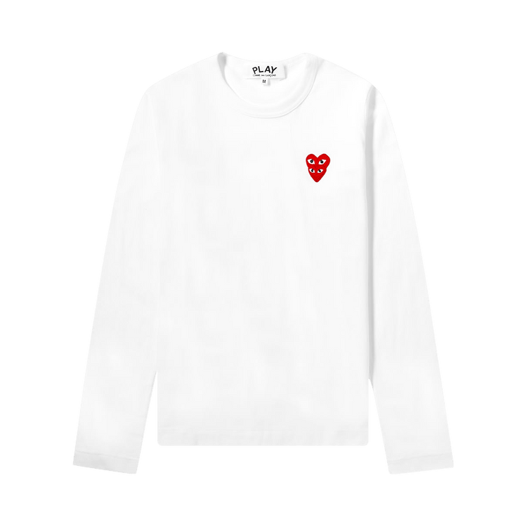 Comme des Garçons PLAY Long-Sleeve Double Heart Tee "White"