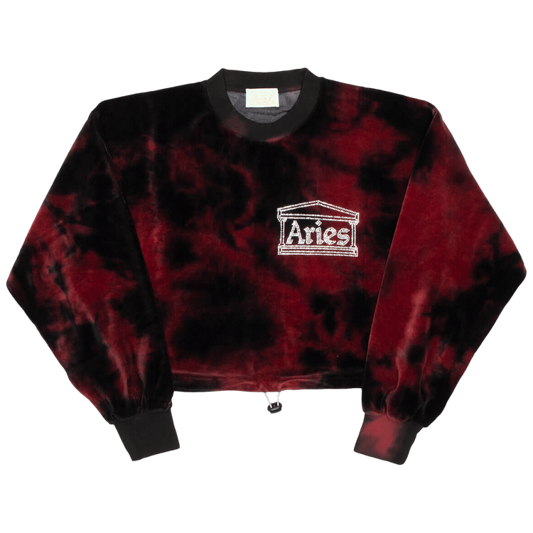 Aries Velour Crop Sweatshirt "Red"