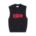 GANNI Cotton Rope Knit Vest "Black"