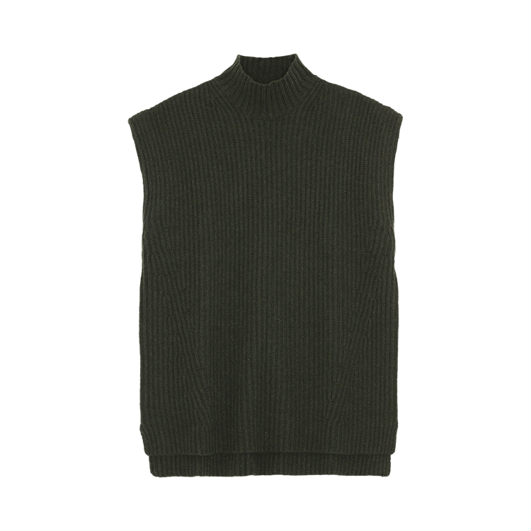 GANNI Rib Knit Vest "Dark Green"