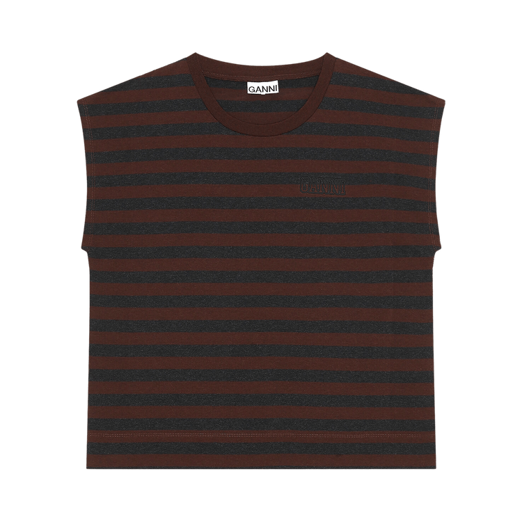 GANNI Software Stripe Sleeveless Tee "Mole"