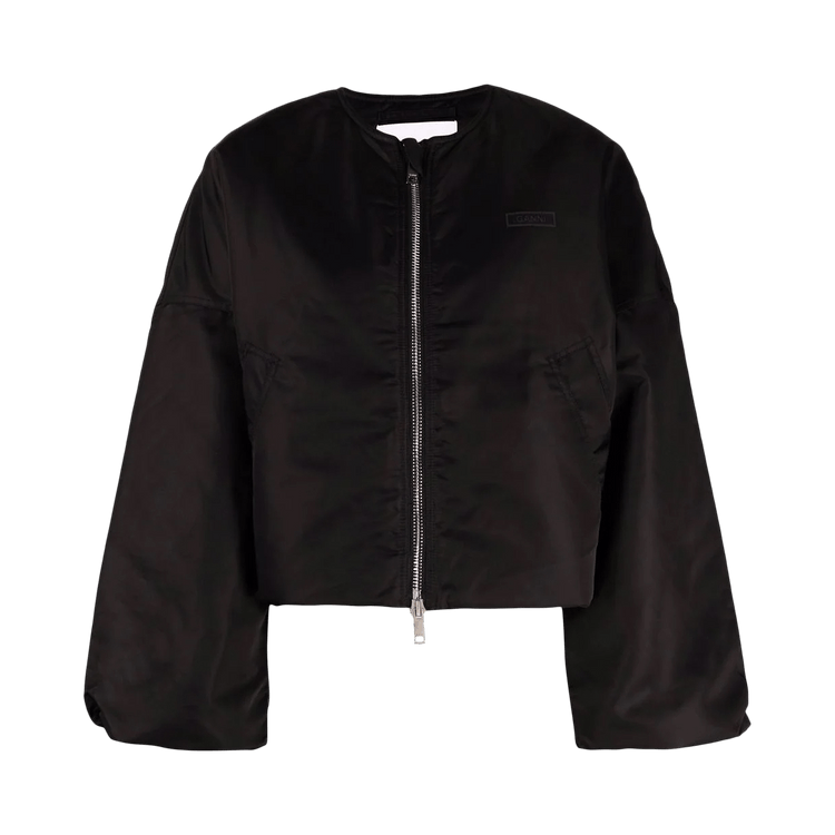GANNI Nylon Cropped Jacket "Black"