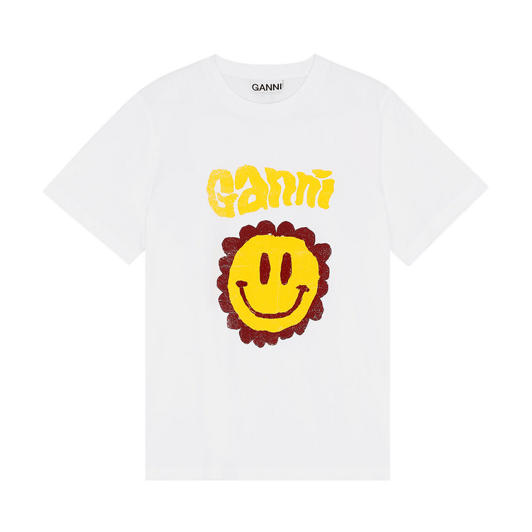 GANNI Smiley Logo Tee "Bright White/Yellow"