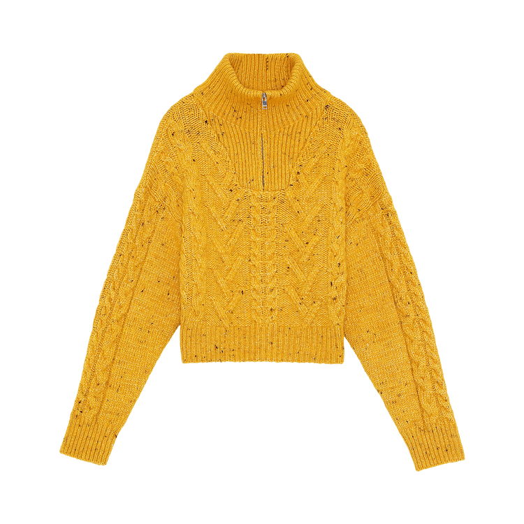 GANNI Zip Cable Knit Sweater "Spectra Yellow"