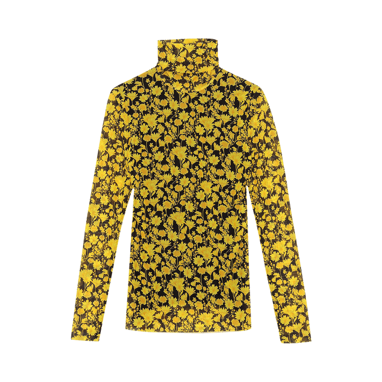 GANNI Mesh Roll Neck Long-Sleeve "Spectra Yellow"
