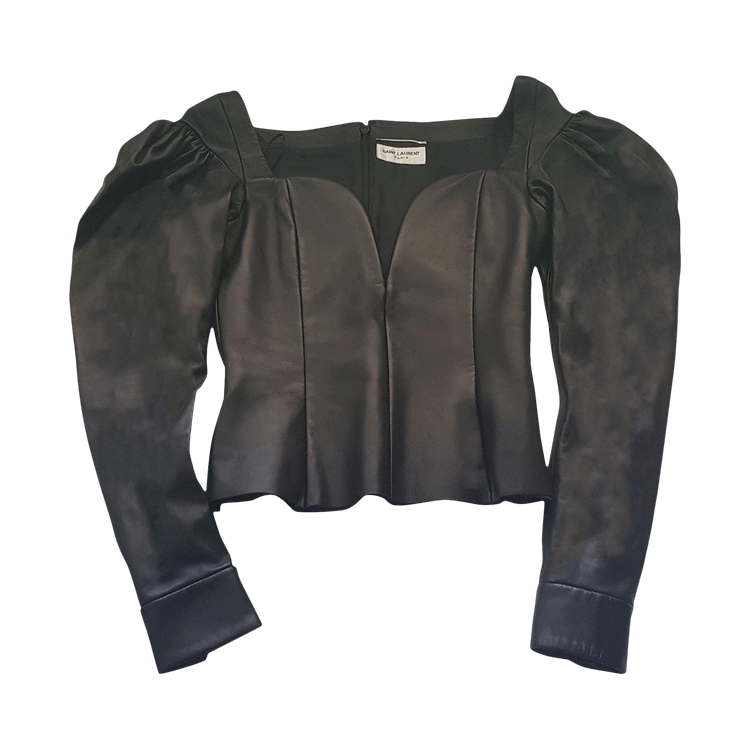 Saint Laurent Leather Bustier Top "Black"
