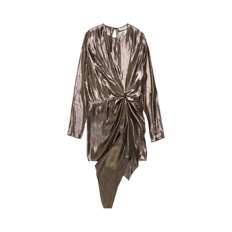 Saint Laurent Lamé Silk Mini Dress "Metallic Gold"