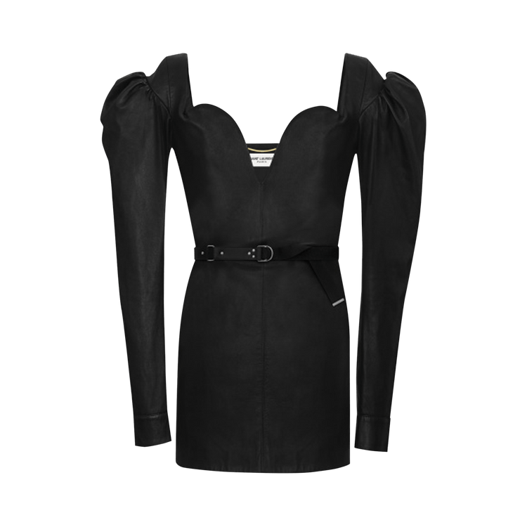 Saint Laurent Leather Bustier Mini Dress "Black"